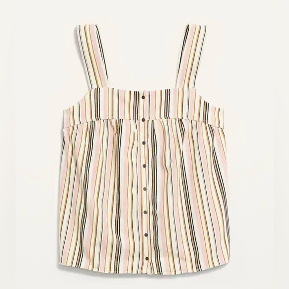 Old Navy Cream Pink and Black Striped Sleeveless Boxy Cropped Tank Top